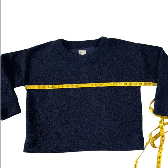 J.Crew Vintage Fleece Teddy Cropped Sherpa Pullover Sweatshirt Navy Blue Size L - Picture 6 of 9